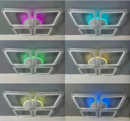 купить Светильник потолочный (люстра) свд 75Вт 3000-6500К 5625лм белый пульт диммер подсветка RGB, Bluetoot в Ухте Светильник потолочный (люстра) свд 75Вт 3000-6500К 5625лм белый пульт диммер подсветка RGB, Bluetoot