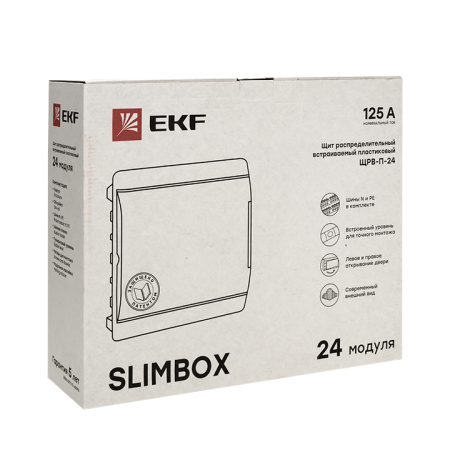 Бокс 24мод встраиваемый белый черная прозрачная дверь IP41 SlimBox EKF