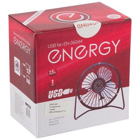 Вентилятор настольный 2,5Вт черный Energy USB