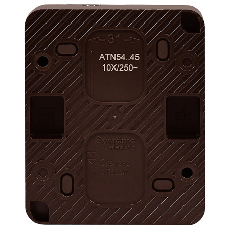 AtlasDesign Profi54 коричневый розетка открытая 1-мест заземление шторки IP54 