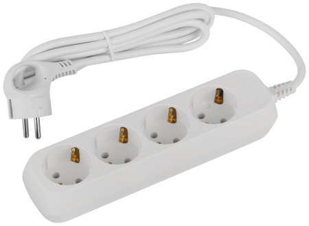 Удлинитель 4-мест 1,5м ПВС 3*1 белый ЭРА  Greenline