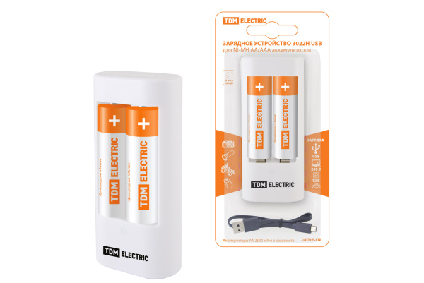 купить Устройство зарядное AA-AAA TDM +2АА2500mAh 2канала в Ухте Устройство зарядное AA-AAA TDM +2АА2500mAh 2канала