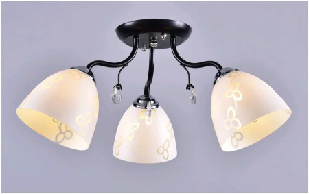 купить Светильник потолочный (люстра) 3*60Вт E27 черный/хром  в Ухте Светильник потолочный (люстра) 3*60Вт E27 черный/хром