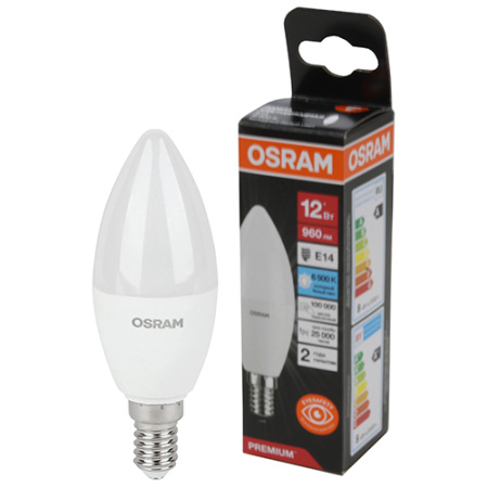 купить Лампа свеча свд Е14 12Вт 6500К 960лм B39 матовая Osram LED Value black в Ухте Лампа свеча свд Е14 12Вт 6500К 960лм B39 матовая Osram LED Value black