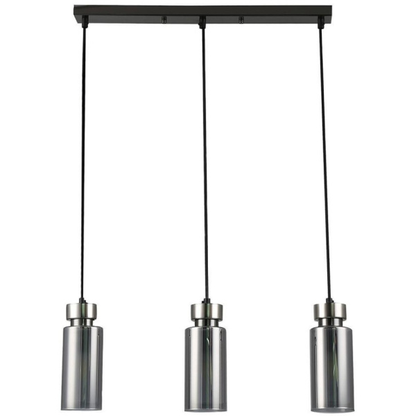 купить Светильник подвес 3*15Вт E14 никель цилиндр дымчатый  в Ухте Светильник подвес 3*15Вт E14 никель цилиндр дымчатый