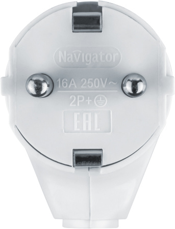 Вилка 16А угловая заземление белый пластик IP20 Navigator аналог3401211