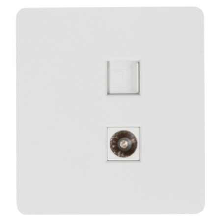 MIELE ROUND Розетка компьютерная RJ45 кат6 + TV с/у белая KRANZ