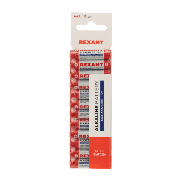 купить Упаковка батареек 12 штук AAA (мизинчиковые) алкалиновые Rexant в Ухте Упаковка батареек 12 штук AAA (мизинчиковые) алкалиновые Rexant