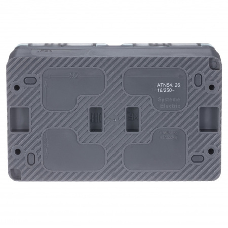 AtlasDesign Profi54 антрацит розетка открытая 2-мест шторки IP54 