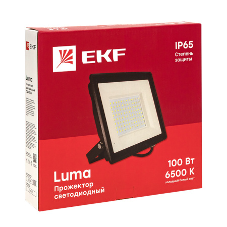купить Прожектор свд 100Вт 6500К 8000лм черный IP65 110° Luma EKF в Ухте Прожектор свд 100Вт 6500К 8000лм черный IP65 110° Luma EKF