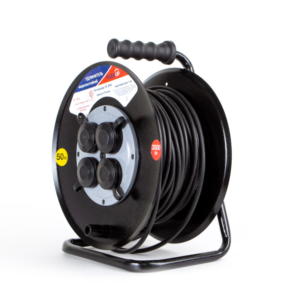 купить Удлинитель 4-мест 50м КГ 3*1,5 черный катушка металл IP44 PlexUp 3500Вт в Ухте Удлинитель 4-мест 50м КГ 3*1,5 черный катушка металл IP44 PlexUp 3500Вт