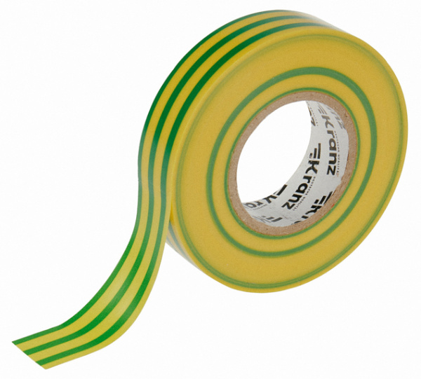 купить Изолента ПВХ 19мм*20м желто-зеленый Kranz  в Ухте Изолента ПВХ 19мм*20м желто-зеленый Kranz